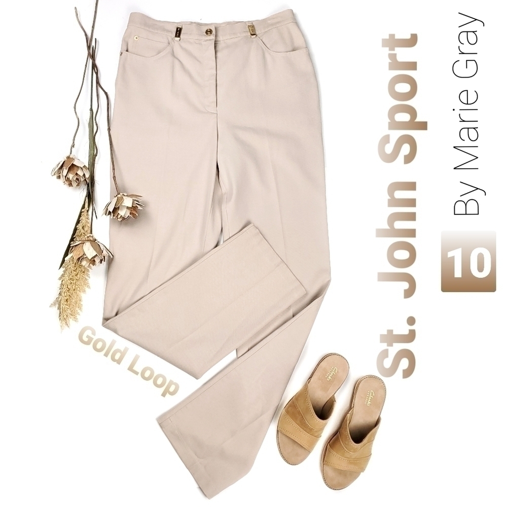 St John    Beige Gold Loop Pant 10